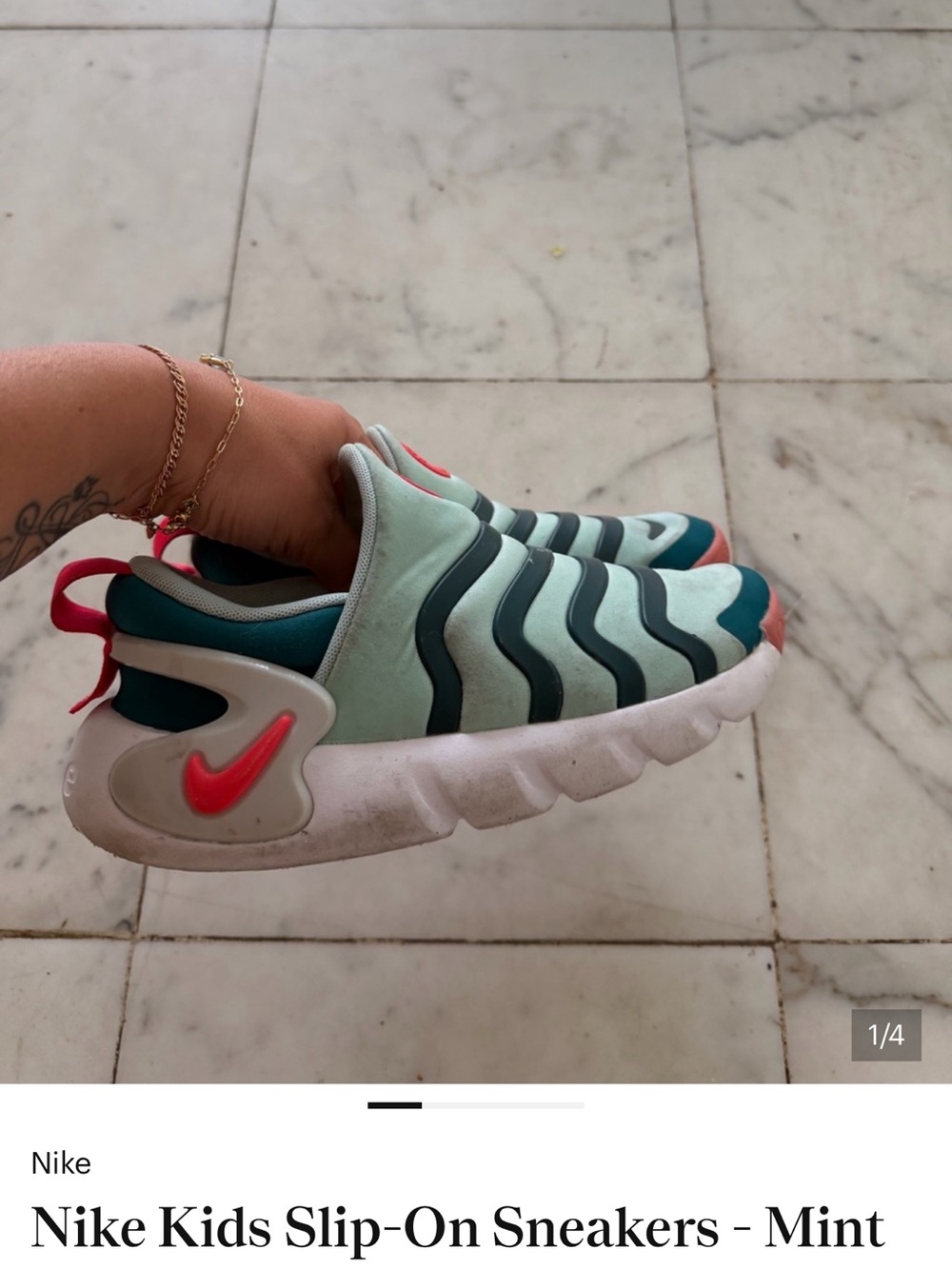Nike Kids Slip-On Sneakers in Mint, Teal, Coral